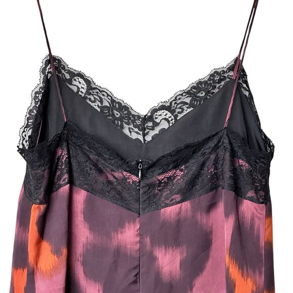 Zara Y2K Lace Trim Slip Dress Small Spaghetti Strap  Animal Print Cami Lined - Picture 7 of 12